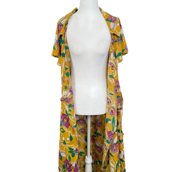 No Longer Avail- Yellow Pink Floral Maxi Wrap Dress Anthropologie Free People - Picture 4 of 10